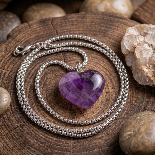 amethyst heart pendent
