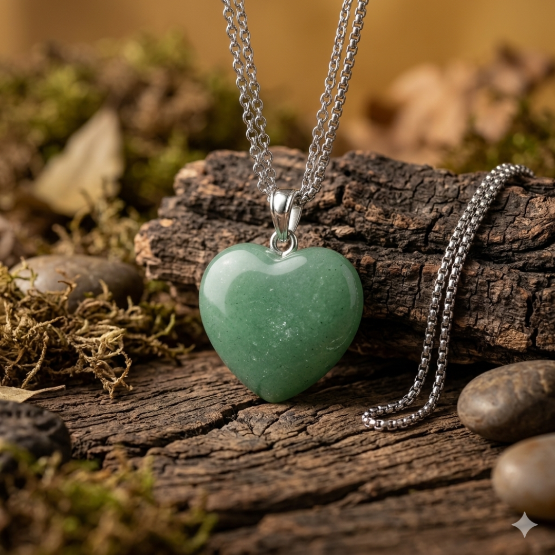 Green adventurine heart pendent