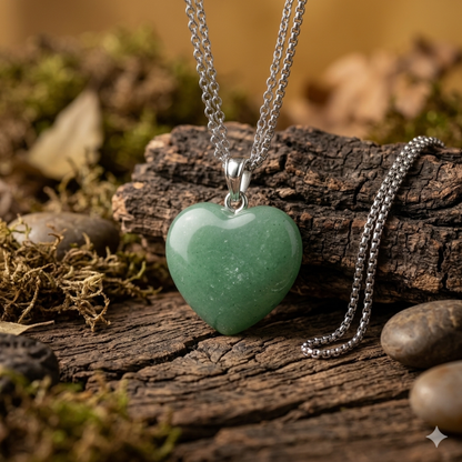 Green adventurine heart pendent