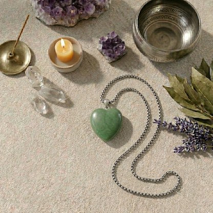 Green adventurine heart pendent