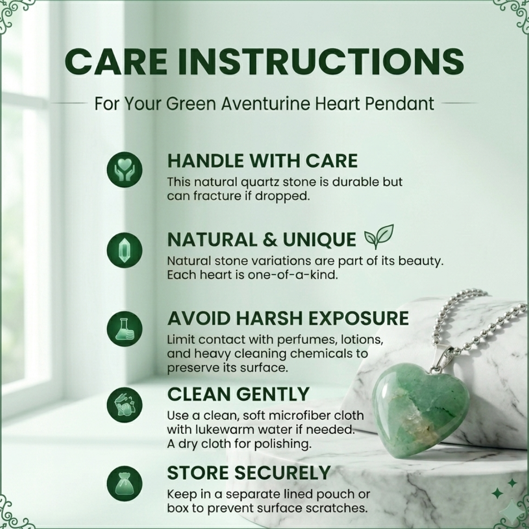 Green adventurine heart pendent