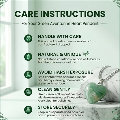 Green adventurine heart pendent