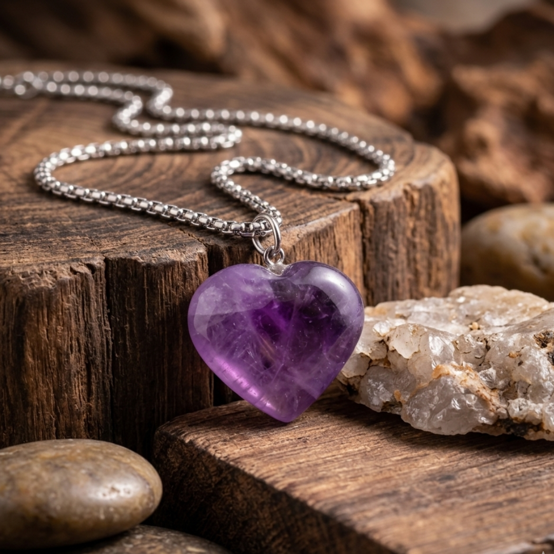 amethyst heart pendent
