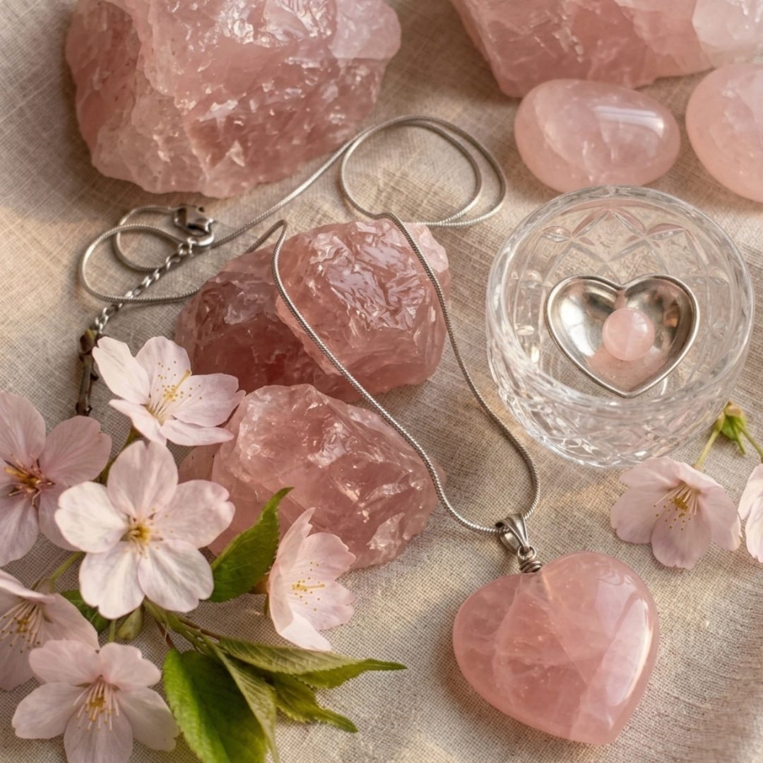 Rose quartz heart pendent