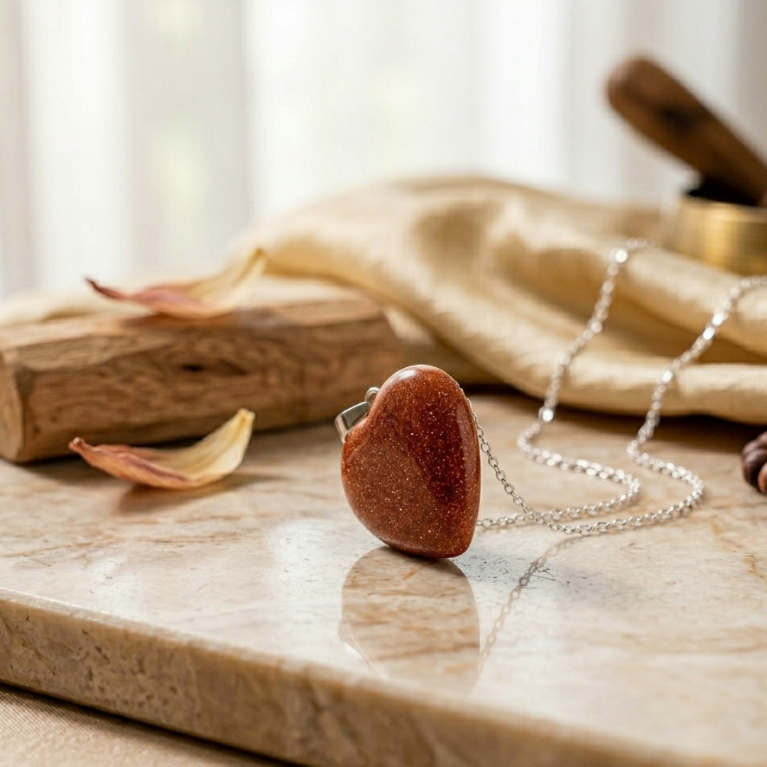 Sun stone heart pendent