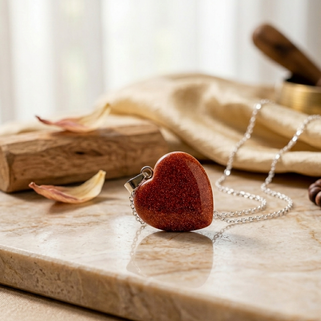 Sun stone heart pendent
