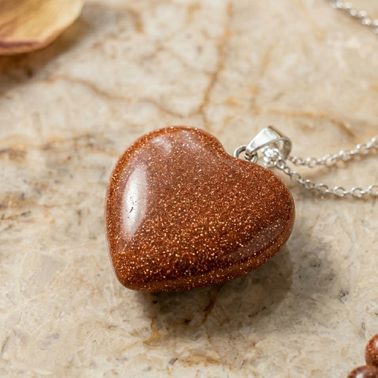 Sun stone heart pendent