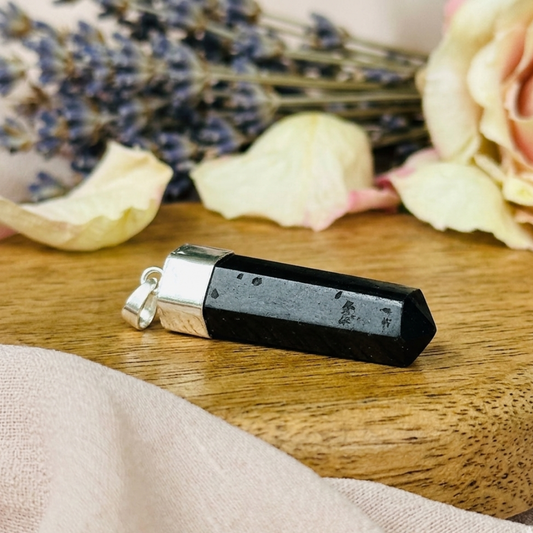 Black tourmaline pencil pendent