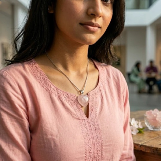 Rose quartz heart pendent