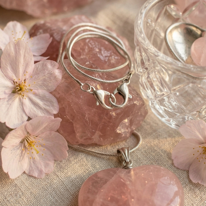 Rose quartz heart pendent
